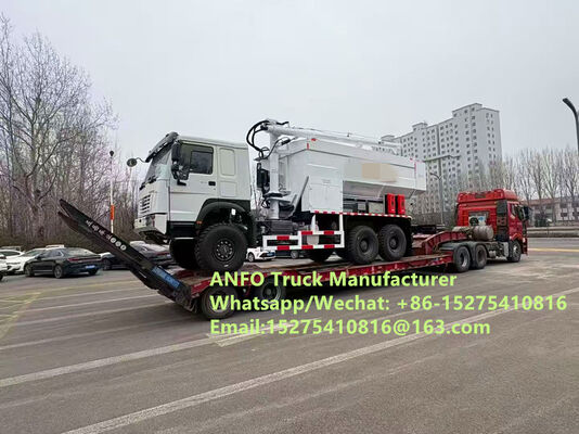 Camion HOWO nuovo di zecca competitivo 10/15/20/30T per miscelazione e caricamento in loco di esplosivi granulari di ammonio ANFO, servizio di brillamento con emulsione, Zambia/Zimbabwe/Tanzania/Ghana/Guinea/Namibia/Guyana