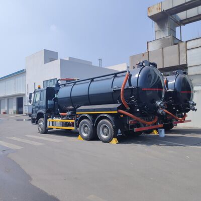 HOWO 15CBM Camion aspiratore aspiratore di acque reflue a vuoto con tipo di azionamento 6×4 e potenza del motore di 266 CV per la pulizia dei rifiuti municipali e industriali